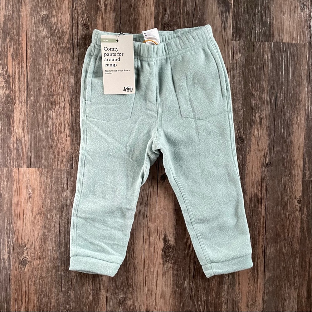 NWT REI Toddler Sea Foam Aqua Fleece Pull On Jogger Sweatpants 2T New Recycled - Picture 1 of 5